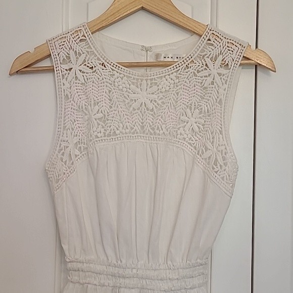 Max Studio White Sleeveless Lace Front 100% Cotton Dress Size M - Picture 2 of 11